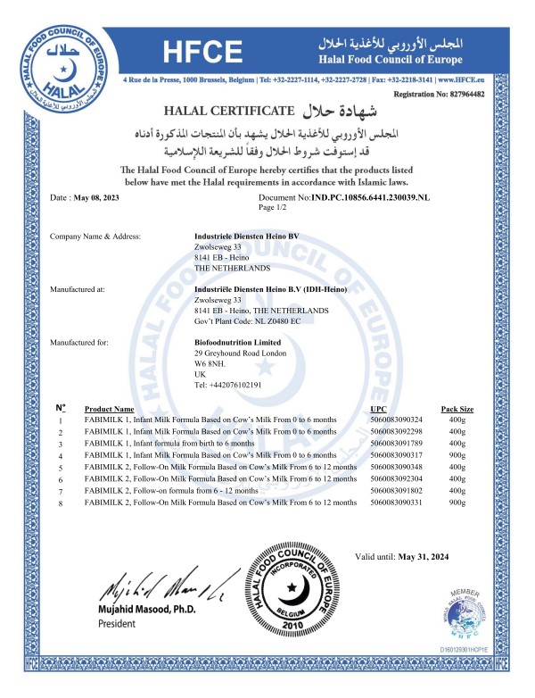 Halal Certificate Food Council of Europe